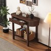 HDZNVF Elegant Retro Console Table with Curved Design and Smooth Glaze, Espresso - 3 of 4
