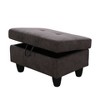 DOMETOUR Fluffy Fabric Ottoman for Living Room or Bedroom Dark Brown - 2 of 4