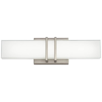 Exeter 19" Brushed Nickel LED Bathroom Wall Light with Silk-Screen Glass