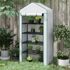 Outsunny 5 Tier Mini Greenhouse with Reinforced PE Cover, Small Portable Greenhouse with Roll-Up Zippered Door, White - 2 of 4
