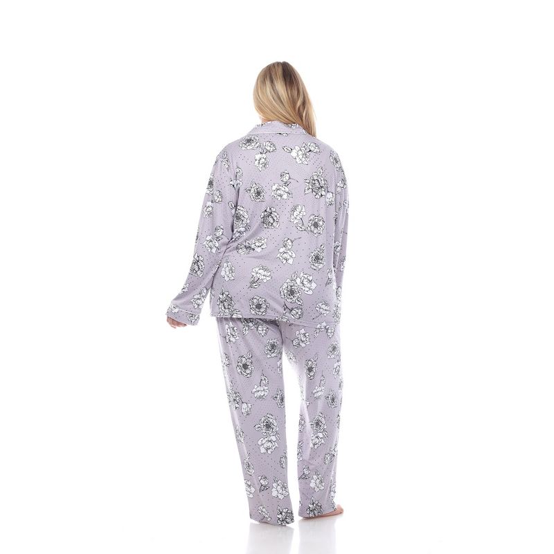 Plus Size Long Sleeve Floral Pajama Set - White Mark, 4 of 6