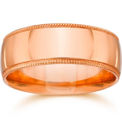 Pompeii3 7mm Milgrain 14K Rose Gold Polished Wedding Band