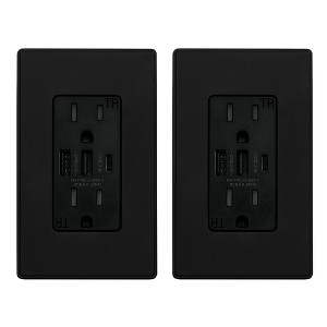 ELEGRP 30-Watt 15 Amp 3-Port Type C and Dual Type A USB Duplex USB Wall Outlet, Wall Plate Included, Gray(2-Pack) - 1 of 1
