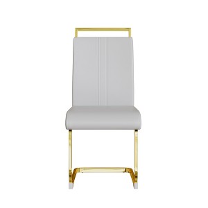 Gulches Modern Dining Chairs Set of 2, White PU Faux Leather High Back Chairs with Plated Golden C-Shaped Legs, Thickened Cushion & Anti-Slip Feet - 1 of 4
