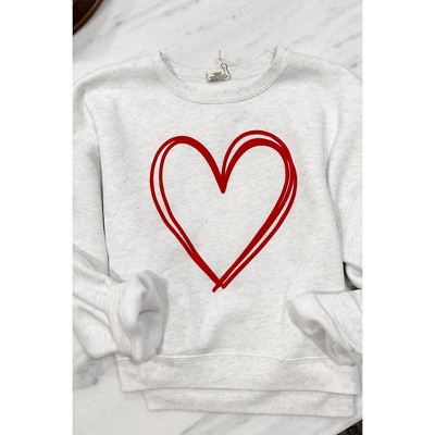 Women's Wo's Puff Heart Cropped Sweatshirt - OAT COLLECTIVE