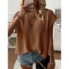 Womens Summer Cap Sleeve Tops Trendy Casual Crew Neck Knit Lightweight Sweater Pullover Top - 2 of 4