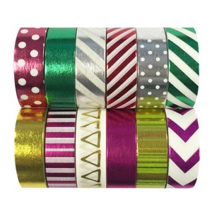 Wrapables Washi Tapes Decorative Masking Tapes, Set of 12 - 1 of 4