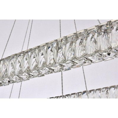 Monroe 42" Chrome LED Double Rectangle Crystal Pendant