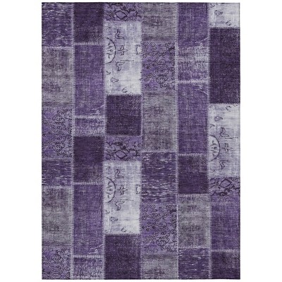 Purple Eggplant And Lavender Patchwork Washable Indoor Outdoor Area Rug