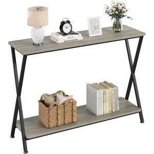 Long Narrow Console Table,  Entryway Table with Storage Shelf, Behind Couch or Hallway, Farmhouse & Industrial - 1 of 4