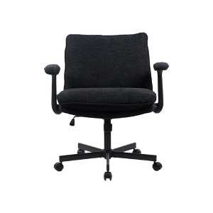 Criss-Cross Frame Desk Chair: Fold-Down Arms, Wide Upholstered Seat, Rolling Casters for Home Office & Vanity - 1 of 4
