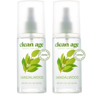 Clean Age Sandalwood AHA Body Spray + Deodorant for Teens - 4 fl oz/2pk