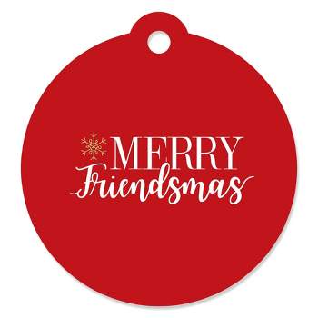 Big Dot of Happiness Red and Gold Friendsmas - Friends Christmas Party Favor Gift Tags (Set of 20)