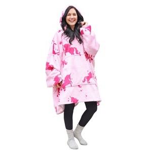 Catalonia Woman Wearable Blanket Hoodie Oversized Sweatshirt, Warm Fleece Pullover Adult Blanket, Cozy Birthday Gift for Woman Wife - 1 of 4