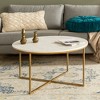 Okak Round/Rectangle Coffee Table with X-shaped Metal Base and Faux Marble Top Mid-Century Modern for Living Room - 4 of 4