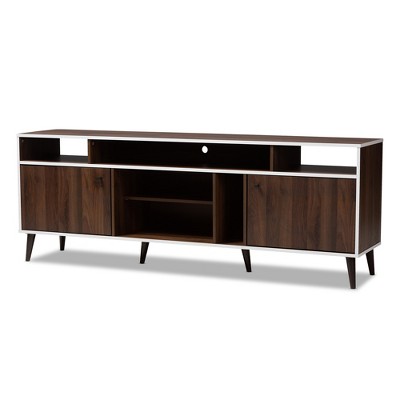 Marion Finished TV Stand for TVs up to 60" Walnut Brown/White - Baxton Studio