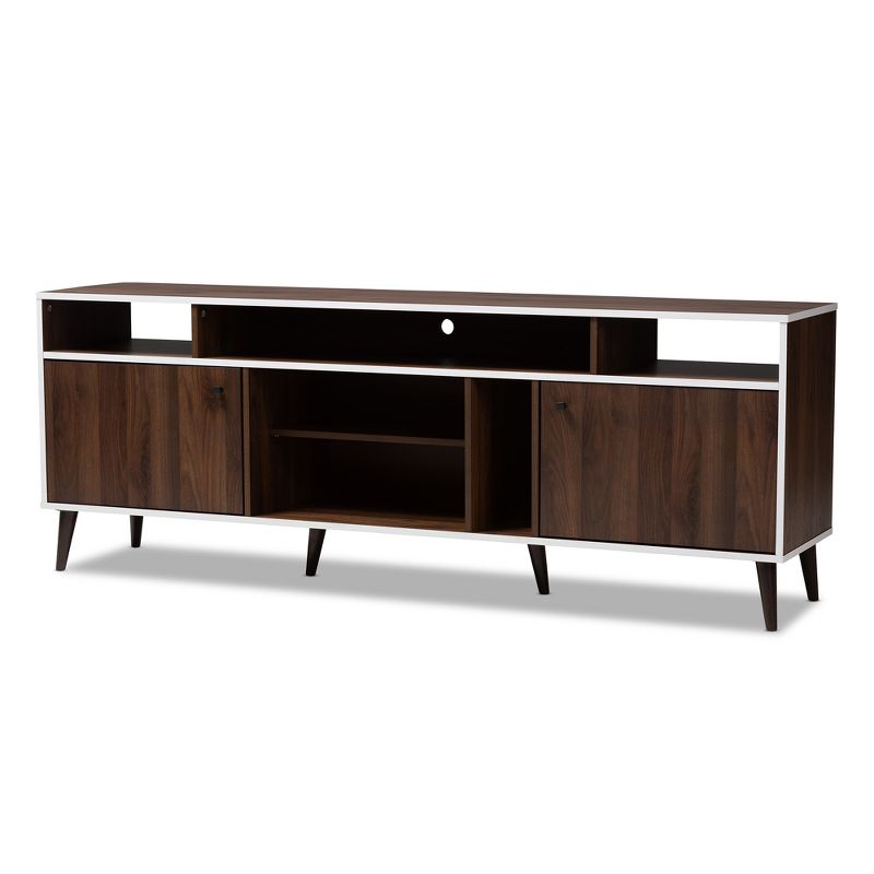 Marion Finished TV Stand for TVs up to 60&#34; Walnut Brown/White - Baxton Studio, 1 of 11
