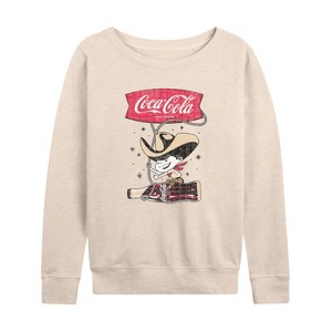 Women's - Coca-cola - Coca Cola Cowboy Lightweight French Terry Wide Neck Long Sleeve Shirt - 1 of 4