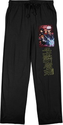 Jujutsu Kaisen Poster and Kanji Title Men's Black Graphic Pajama Pants
