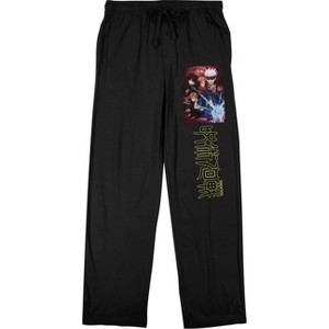 Jujutsu Kaisen Poster and Kanji Title Men's Black Graphic Pajama Pants - 1 of 2