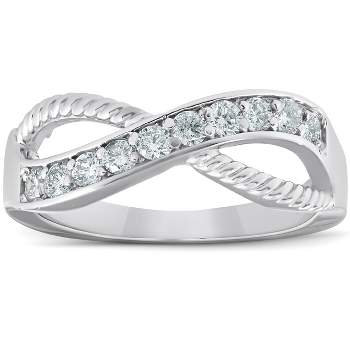 Pompeii3 1/2 Ct Diamond Infinity Braided Anniversary Right Hand Ring 10k Whie Gold