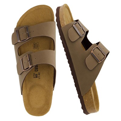 CUSHIONAIRE Men's Lane Cork Footbed Sandal with +Comfort,  Arch Support, Adjustable Straps, Casual Summer Footwear