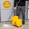 Mind Reader Bucket with Wringer and Mop  Set, 22 Qt (5.5 Gallon), Floor Cleaning, Wheels, Plastic, 16.25"L x 10.75"W x 24.5"H, Yellow - 3 of 4