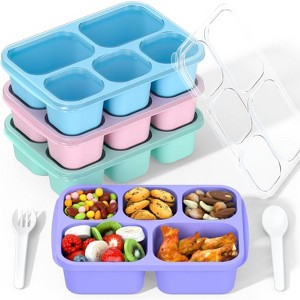 4 Pack Bento Box Adult Lunch Box, 5-Compartment Meal Prep - 1 of 4