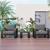 ELJGET 3 Pieces Patio Furniture Set, Aluminum Outdoor Furniture with Coffee Table, Modern Conversation Set for Porch & Balcony, Dark Grey - 2 of 4