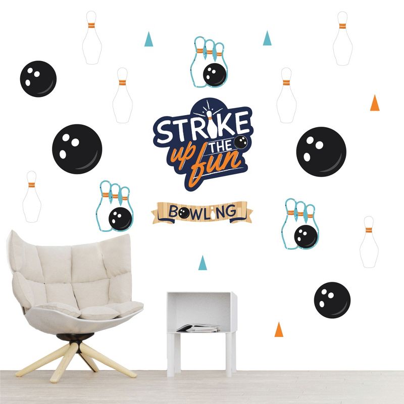 Big Dot of Happiness Strike Up the Fun - Bowling - Peel and Stick Sports Decor Vinyl Wall Art Stickers - Wall Decals - Set of 20, 1 of 9