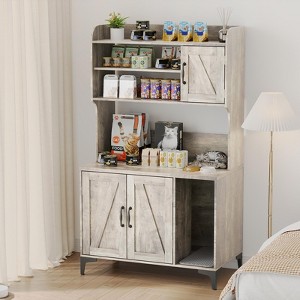 51'' Large Wooden Cat Litter Box Cabinet with Litter Mat, Modern Indoor Cat Furniture,Cat Litter Box Enclosure with Storage Shelves, Hidden Furniture - 1 of 4