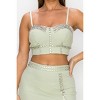 Slickblue Studded Stone Cami Top with Adjustable Straps & Side Slit Mini Skirt Set, Light Sage, Size S-L - 4 of 4