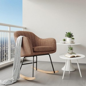 Upholstered Glider Rocking Chair with Backrest, Stylish Rocker with Padded Seat Rubber Wood Legs, Stylish Accent Armchair for Home Office - 1 of 4