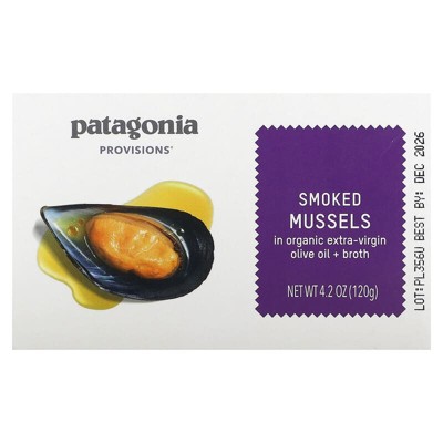 Patagonia Provisions, Smoked Mussels in Organic Extra-Virgin Olive Oil + Broth, 4.2 oz
