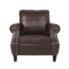 36.5" Faux Leather Classy and Comfortable Club Chair with Birch Wood Legs in Dark Finish for Living Room - 3 of 4