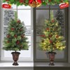 COZONY 2/3 Ft Artificial Mini Christmas Tree with 40/70 LED Lights, Tabletop Xmas Tree with Pine Cones & Red Berries for Home Office Indoor Outdoor - 4 of 4