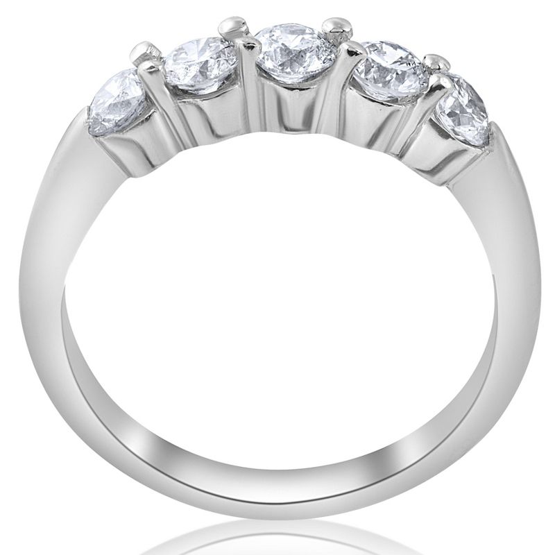 Pompeii3 1/2ct Round Diamond Wedding Ring 14K White Gold Five Stone, 3 of 5
