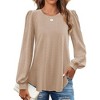 Women's Round Neck Top Puff Sleeve Casual Long Sleeve Tshirt Top Blouse - 3 of 4