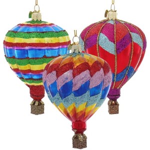 Kurt Adler Noble Gems Glass Ornaments for Christmas Tree, Hot Air Balloons, Assorted (Pack of 3) - 1 of 4