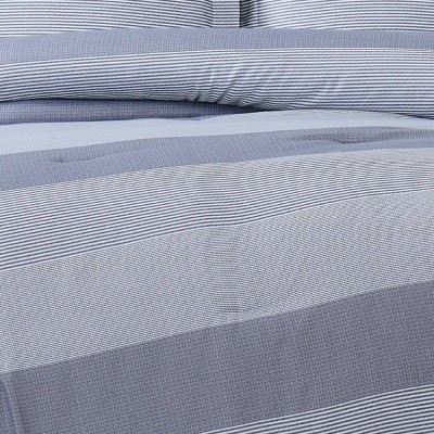 Gray Multi Stripe Full/Queen Microfiber Duvet Cover Set