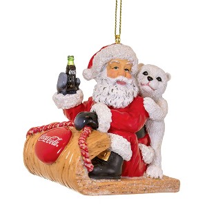 Collections Etc Coca-Cola Santa Sleigh Charming Christmas Ornament 3 X 2 X 3 - 1 of 2