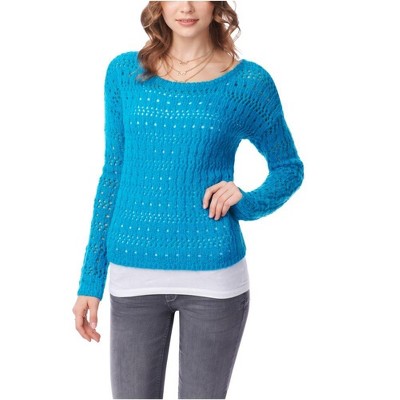Aeropostale Womens Crochet Pullover Knit Sweater