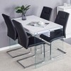 CAVINAS Dining Table Set for 4 Kitchen Table Wood Texture MDF Coffee Table Tempered Glass Legs with 4 Chairs - 4 of 4