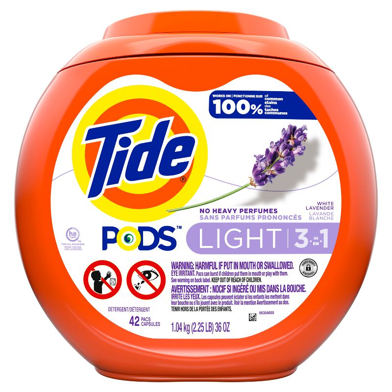 Tide Pods Light Laundry Detergent - White Lavender - 42ct, 1 of 12