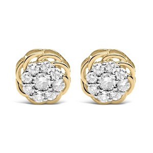 Haus of Brilliance 10K Yellow Gold Plated Silver 1/2 Cttw Diamond Cluster Stud Earrings - 1 of 4