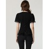 INSPIRE CHIC Women's Square Neck Solid Color Puff Short Sleeve Lace Up Gothic Blouse - 3 of 4