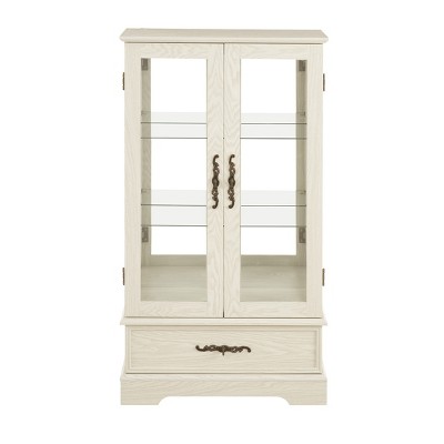 Vynxaria 1 Drawer Decorative Storage Cabinet with Mirrored Back and Adjustable Shelves - Cherry/White/Oak