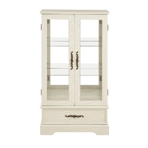 Vynxaria 1 Drawer Decorative Storage Cabinet with Mirrored Back and Adjustable Shelves - Cherry/White/Oak - 1 of 4