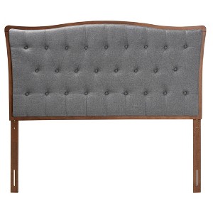 Baxton Studio King Nikita Fabric and Wood Headboard Gray/Walnut Brown: Elegant Design, Easy to Clean - 1 of 4