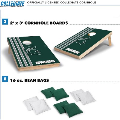 Michigan State Spartans Green and White Wood Cornhole Set